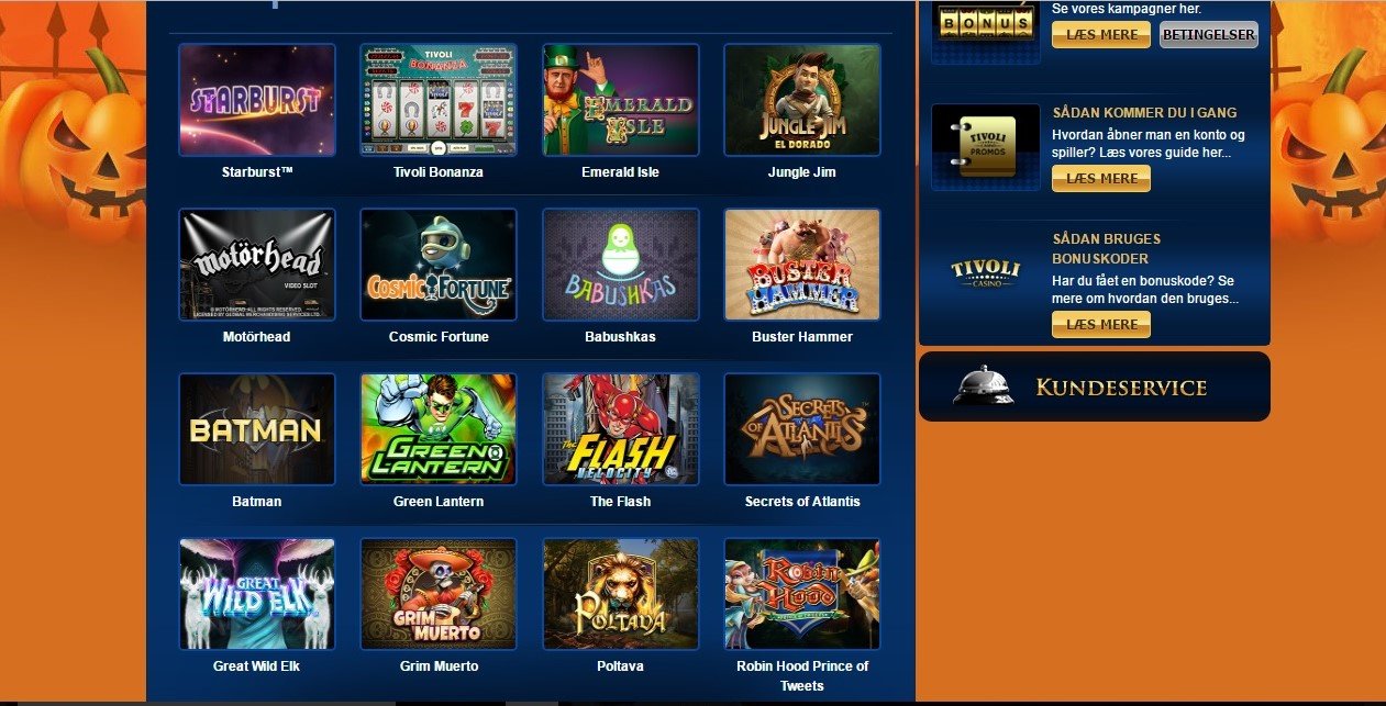 Tivoli Casino spille udvalg Tivoli games